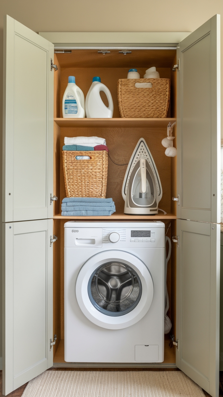 Stylish Over-Washer Storage Solution in Neutral Tones