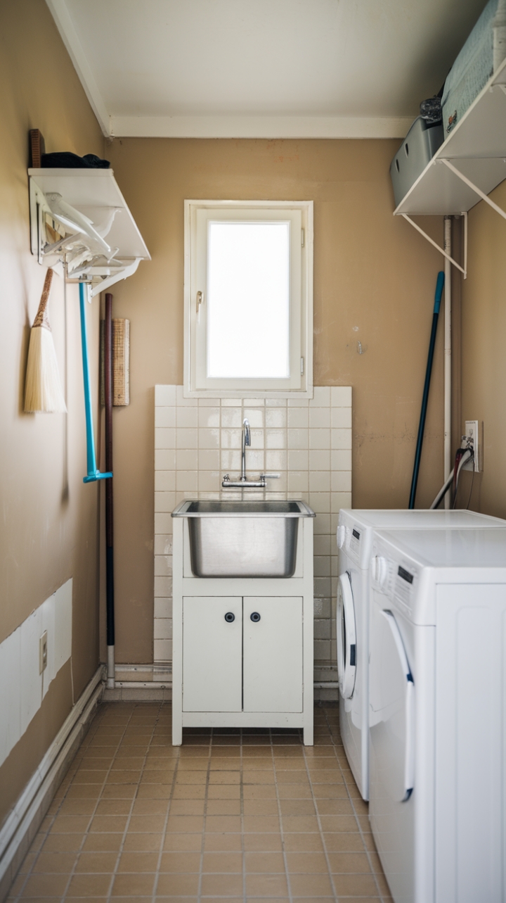 Charming Utility Room with Beige Walls and Practical Storage