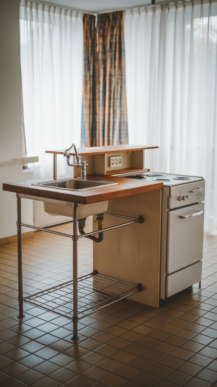 Smart Space Solution: A Compact Kitchen Island with Style and Functionality