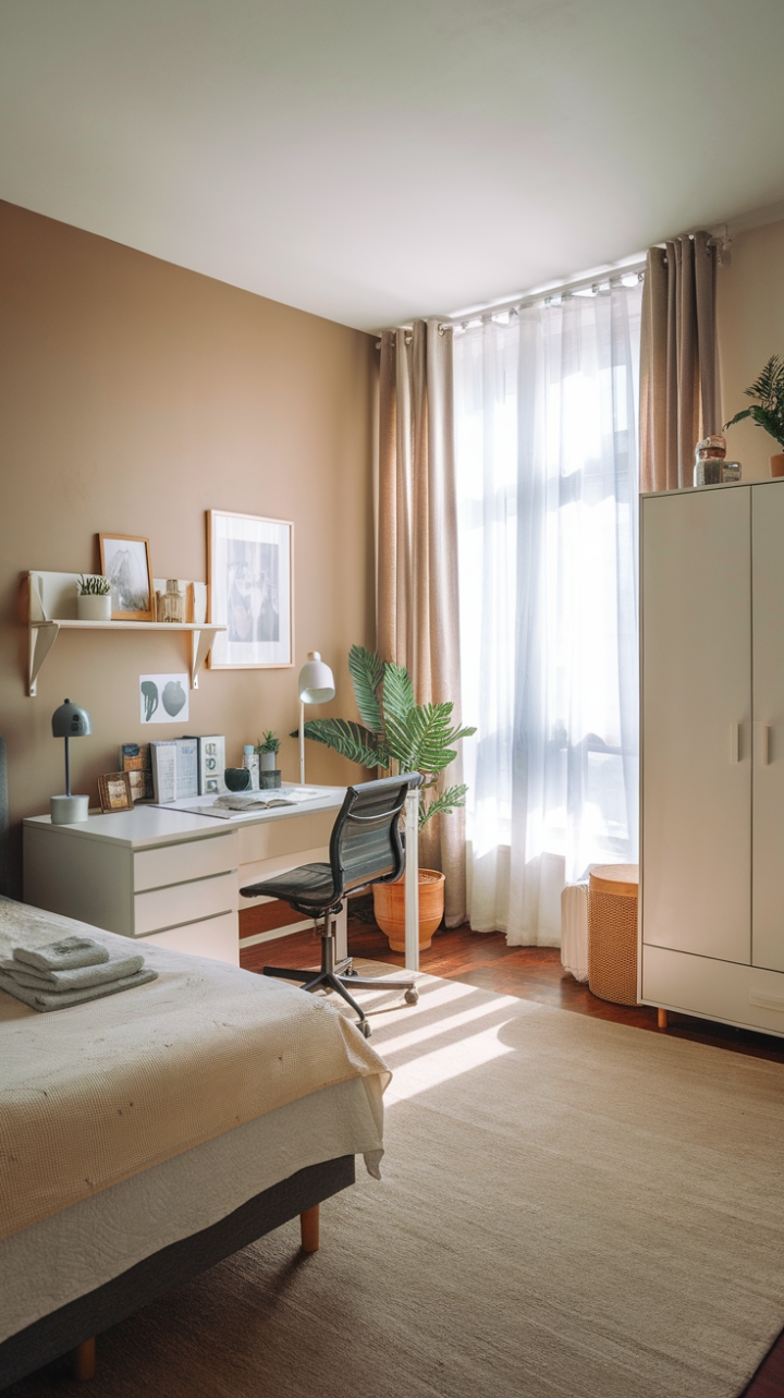 Sunlit Serenity: A Beige-Toned Cozy Studio Retreat