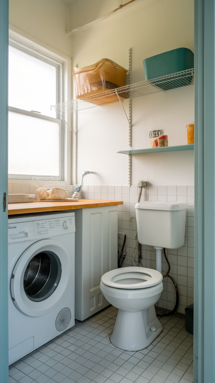 Bright and Functional Laundry Space with Clever Storage and Natural Light