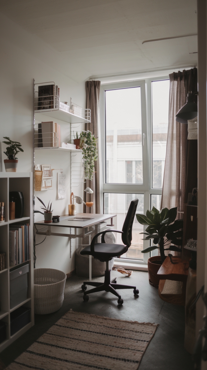 Cozy and Functional Compact Workspace