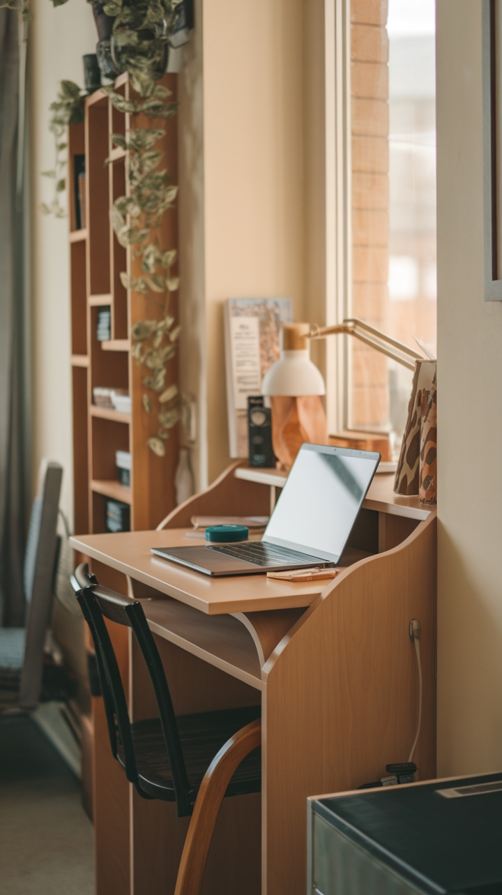 Efficient Elegance: A Narrow Desk for Cozy, Productive Spaces