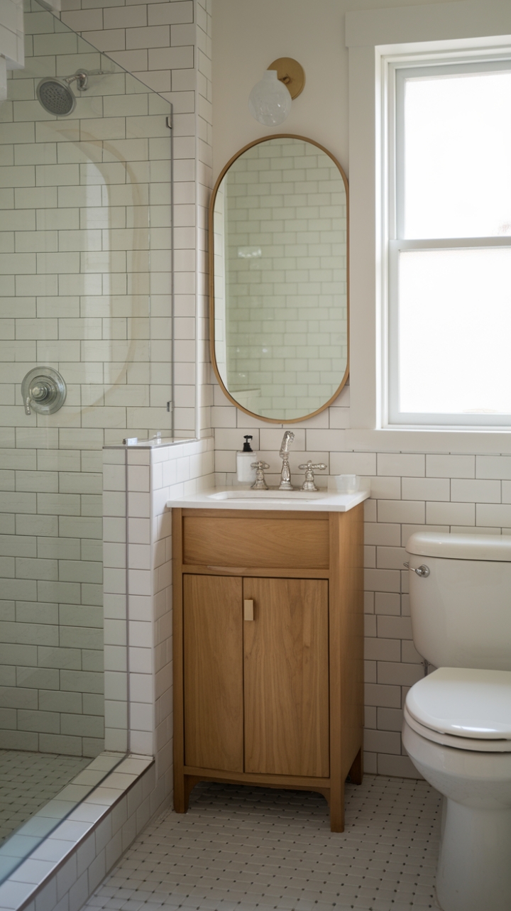 Bright & Functional: Compact Vanity Enhances Tight Spaces