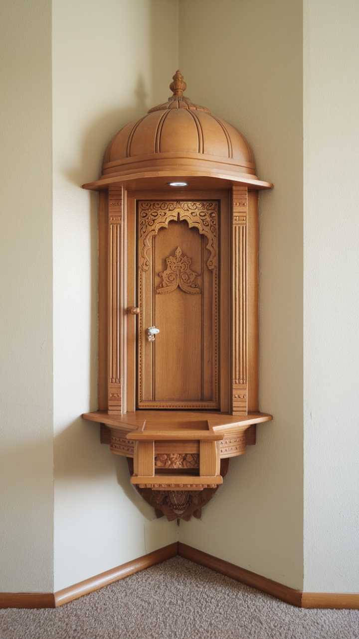 Elegant Wall-Mounted Pooja Mandir for a Serene Home
