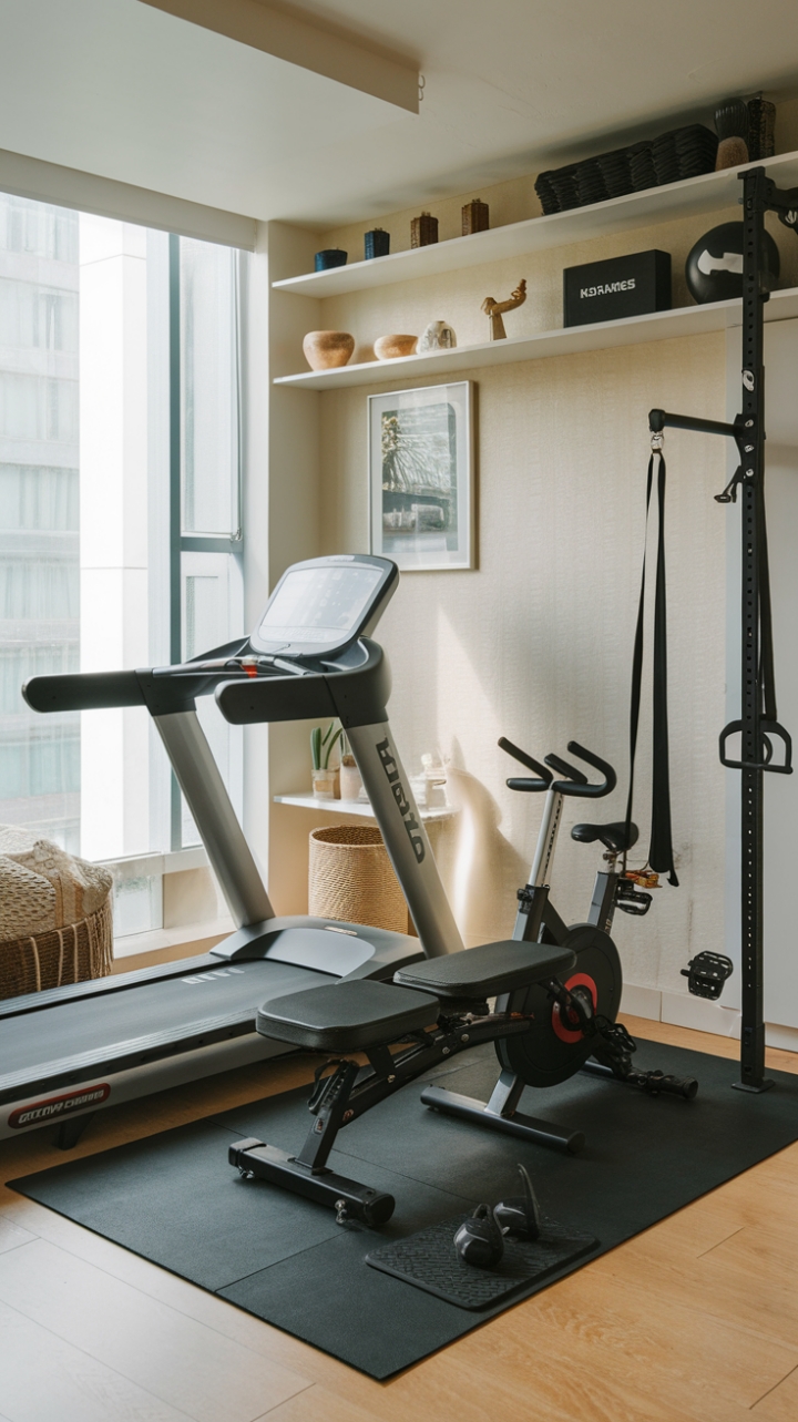 Chic Corner Turns Compact Space into Inviting Home Gym
