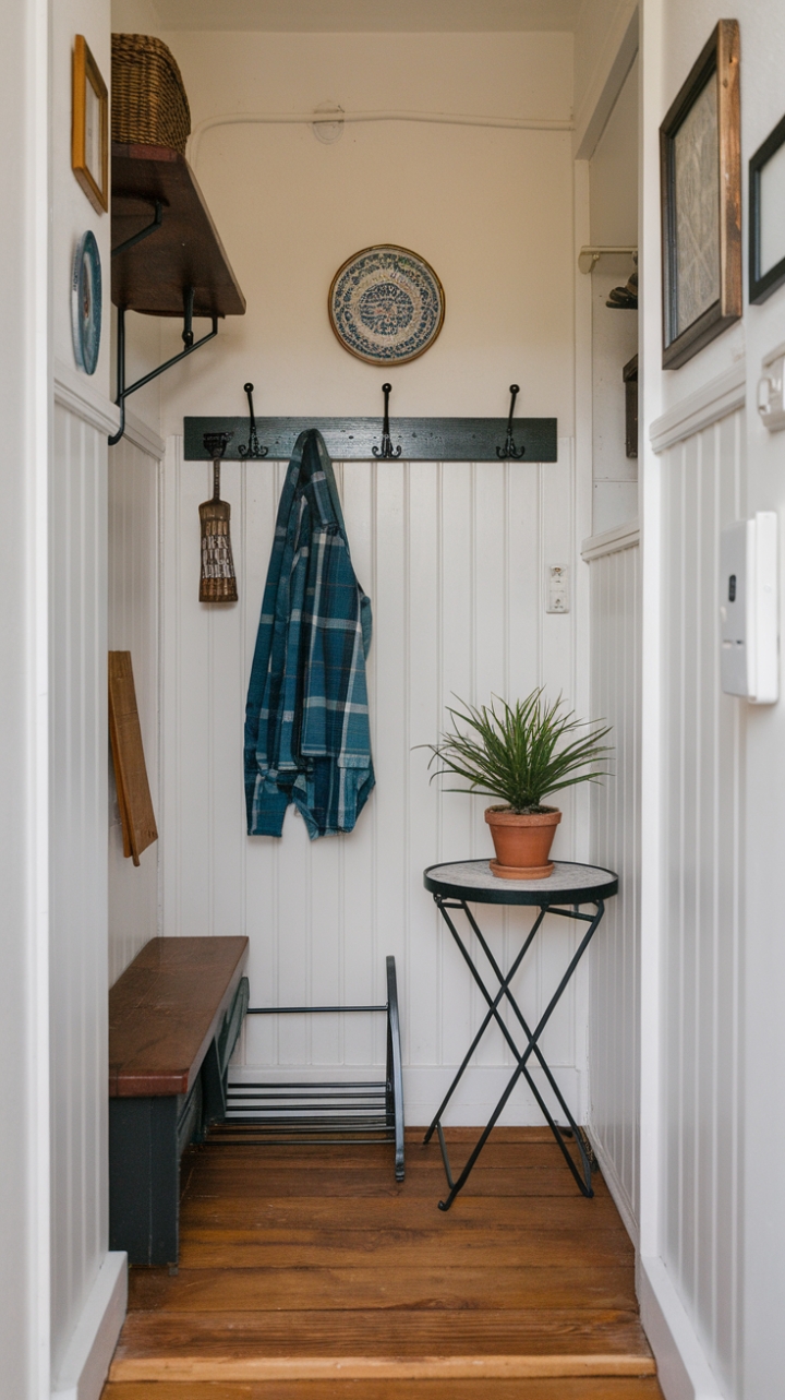Charming Compact Entryway with Warmth and Personal Touches