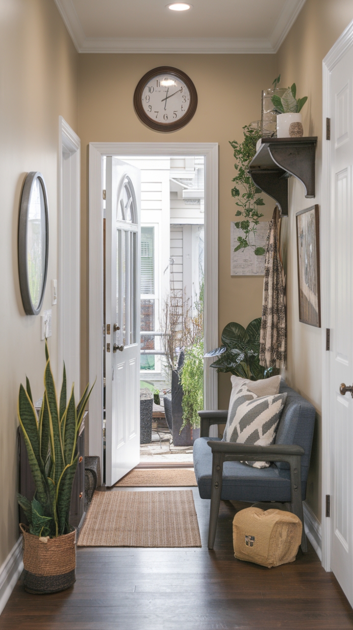 Charming Narrow Entryway with Warmth and Practical Elegance