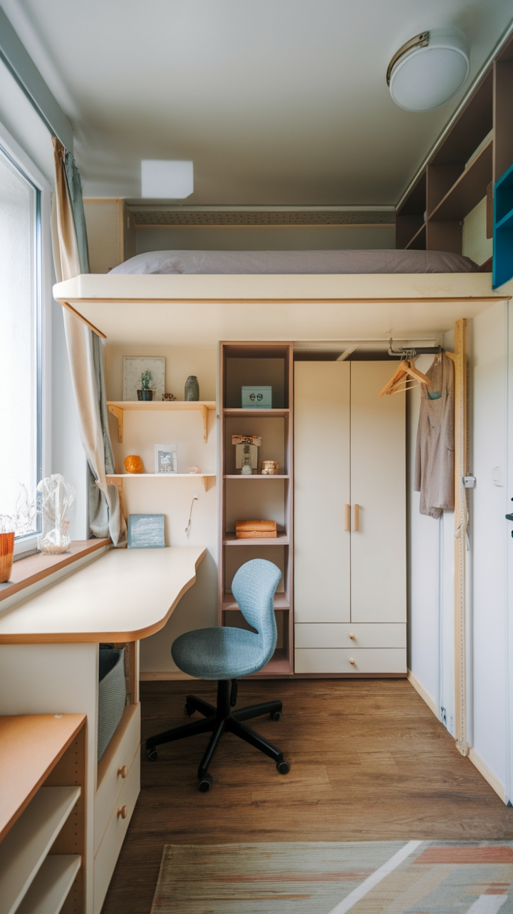 Smart Tiny Bedroom Makeover with Loft Bed and Cozy Details
