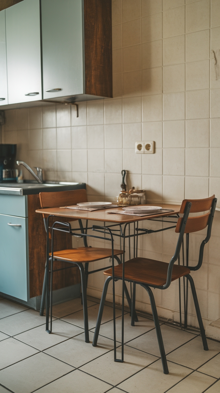Cozy Kitchen Nook with Wooden Table and Tiled Floors