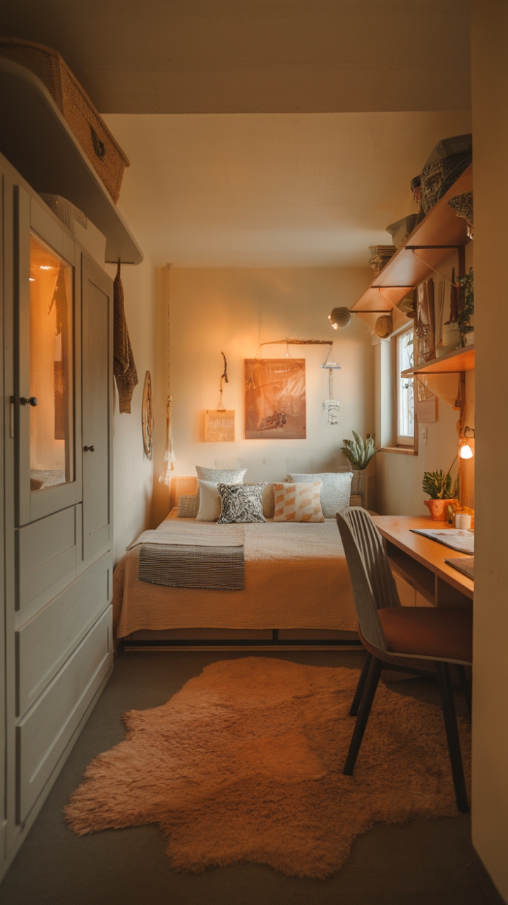 Compact Comfort: Stylish and Inviting Bedroom Design