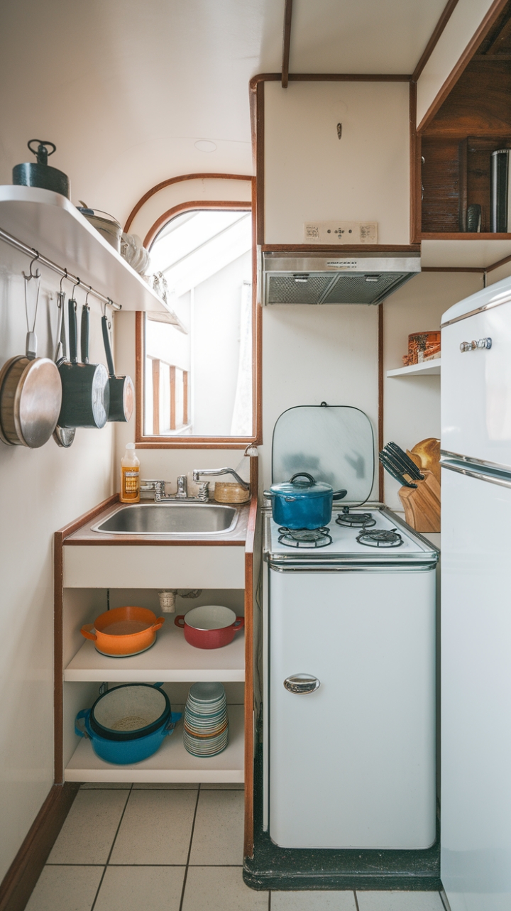 Stylish Narrow Kitchen with Practical Storage Solutions