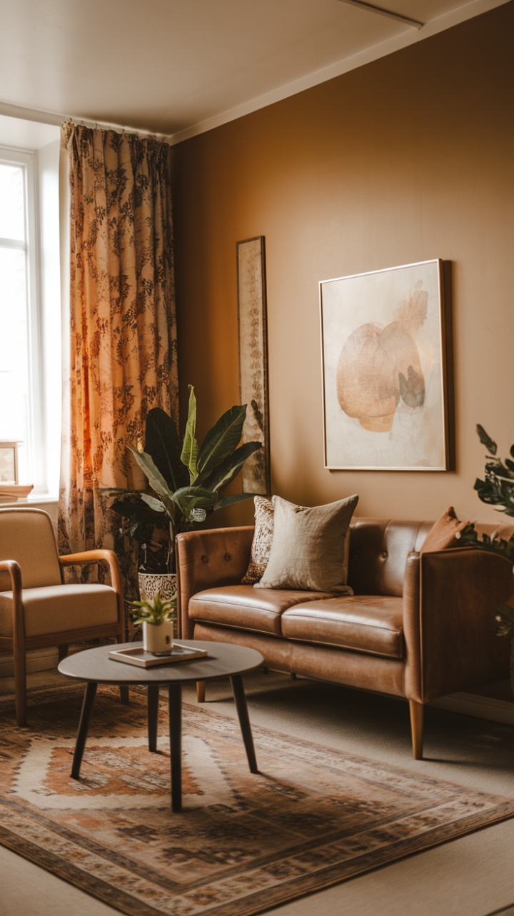 Inviting Small Space with Warm Colors and Thoughtful Decor
