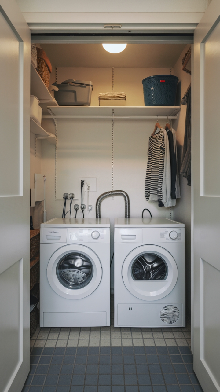 Smart Laundry Nook: Efficient Storage in a Narrow Space