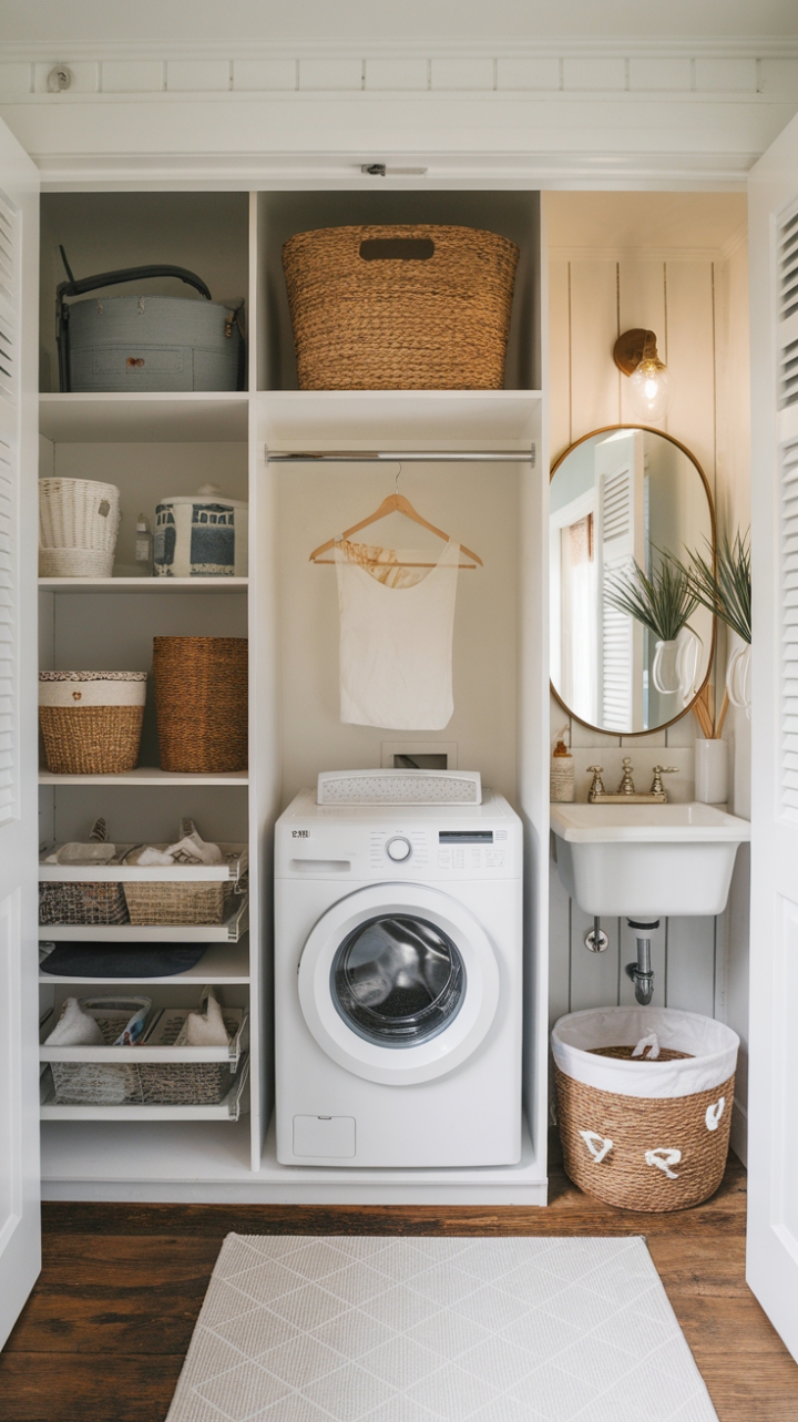 Country Charm Meets Functionality in a Compact Laundry Nook
