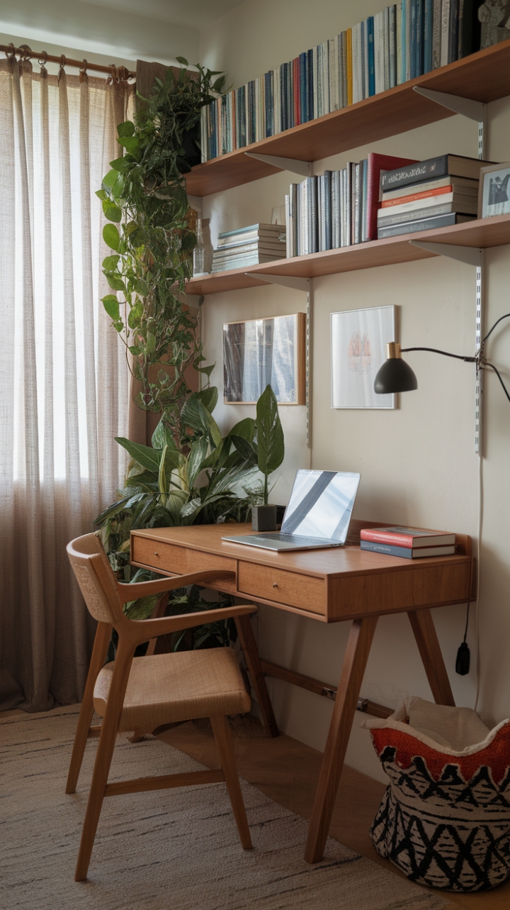 Cozy Study Nook Blends Nature and Comfort