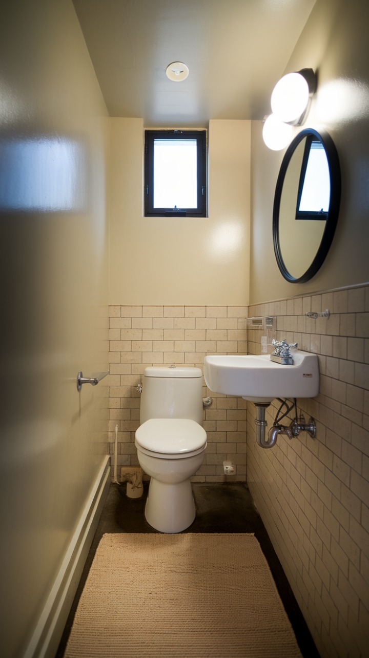 Charming Small Bathroom with Warm Neutrals and Soft Accents