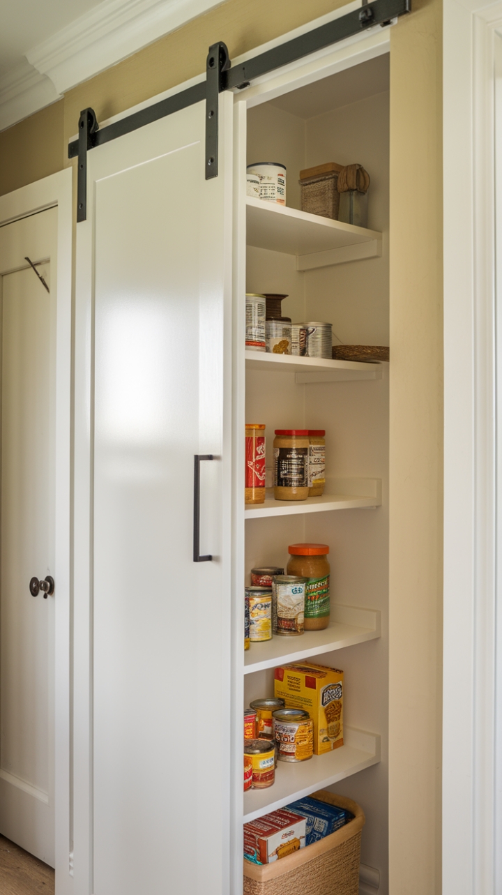 Smart Storage: Stylish Sliding Pantry for Petite Kitchens