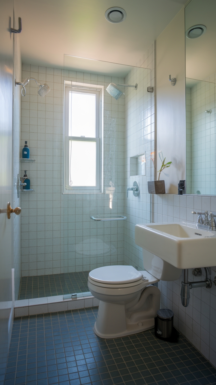 Efficient Elegance in a Compact Master Bath