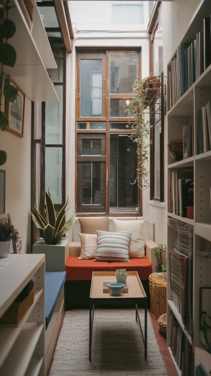 Smart Space-Saving Solutions for a Cozy Narrow Living Room