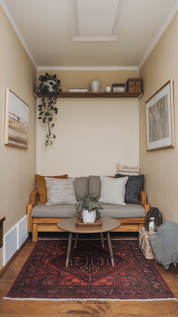 Inviting and Functional Cozy Room with Thoughtful Decor and Greenery
