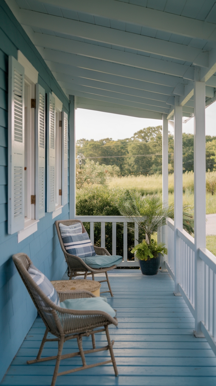 Serene Blue Porch with Classic Charm