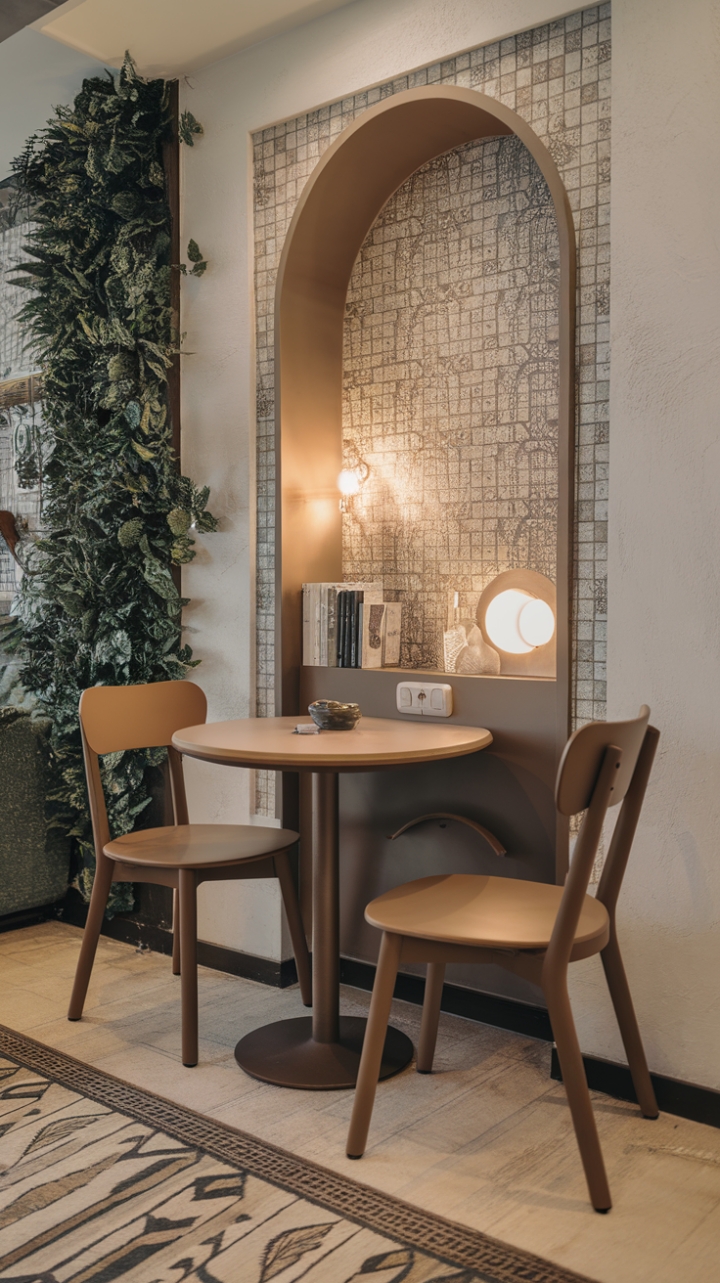 Cozy Corner with Patterned Wall and Natural Touches