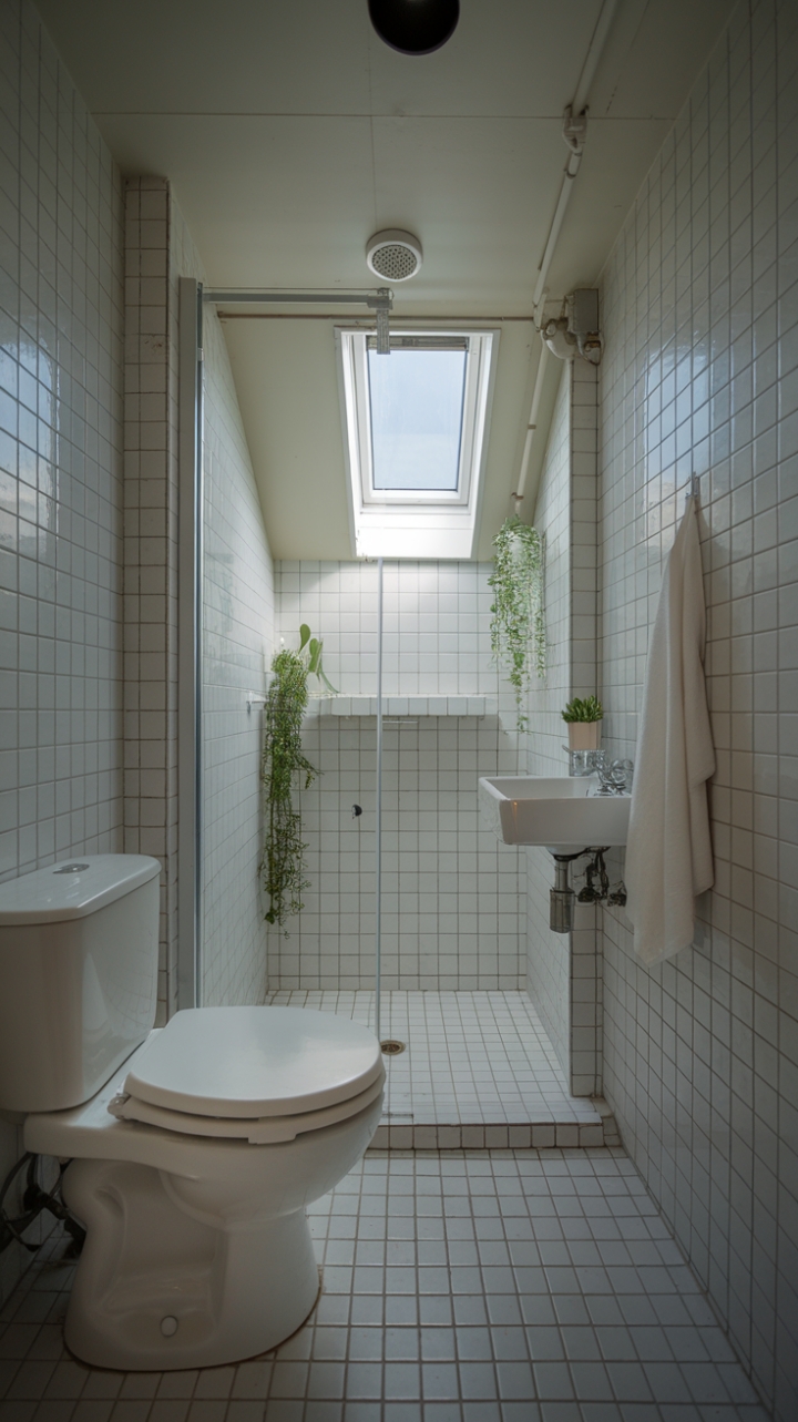 Bright, Airy Modern Bathroom with Greenery and Natural Light